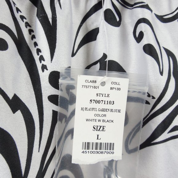 WHITE HOUSE BLACK MARKET Top L NWT Print Blouse Gem Buttons Party Shirt - Picture 10 of 12